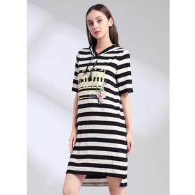 L1裘堤婼JETEZO	连帽短袖条纹连衣裙	BA1115E2