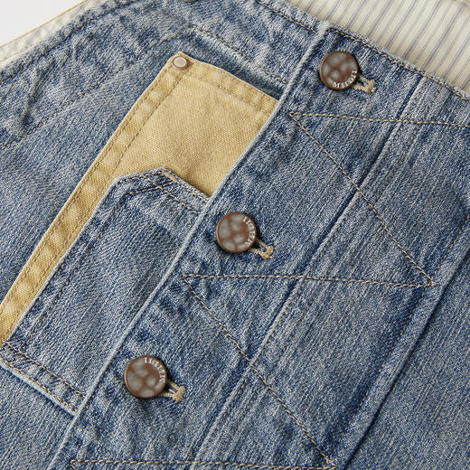 谜底背带裤长裤女2025秋新品复古风拼接绣花直筒牛仔裤253MK1204 商品图3