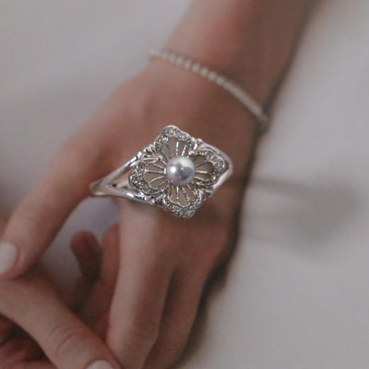 【甄珠贝】复古菱形戒指 akoya真多麻色 4-5mm 可和吊坠搭配成套 商品图3