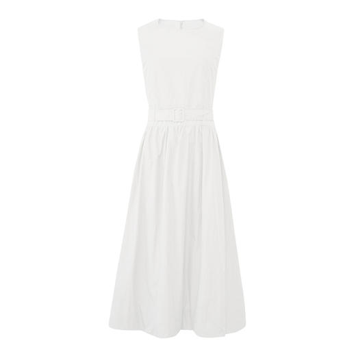 【2件9折】【Petit Bari】(多色)时髦圆领腰带无袖花苞连衣裙 商品图3