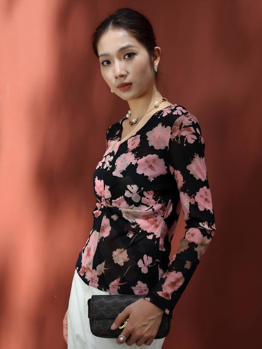 “《花间集》～秋海棠”主题款水红色T恤HJ3T50 商品图1