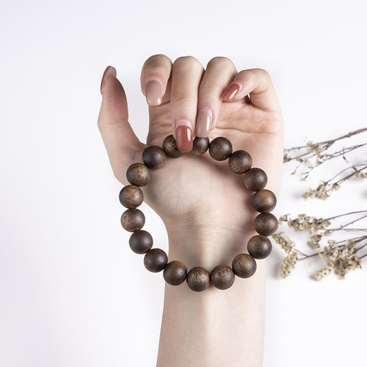 xy0424，12.5mm沉香素串单圈手串 商品图6