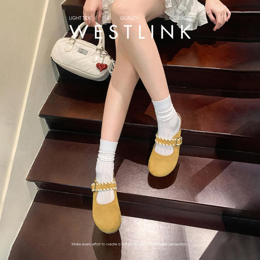 西遇玛丽珍勃肯鞋女新款夏季复古编织一脚蹬懒人鞋包头半拖鞋D0956639 商品图3