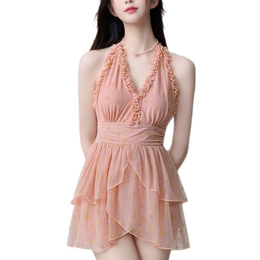 泳衣女款2025新款高级感法式V领复古连体裙式度假沙滩温泉游泳装 商品图4