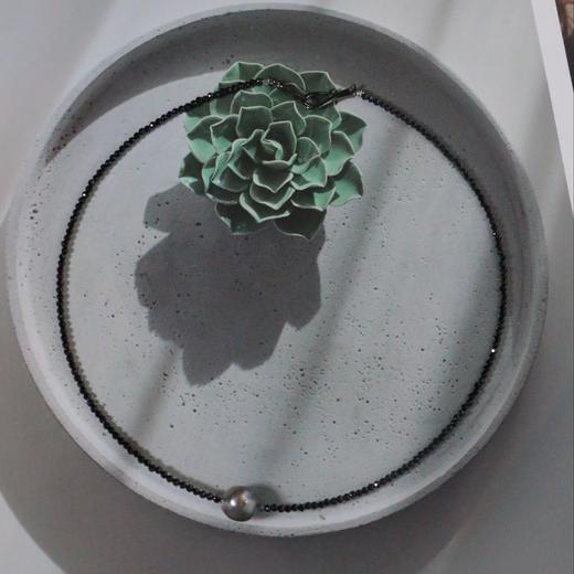 【甄珠贝】【暗星】大溪地巴洛克珍珠 9-10mm 黑尖晶石项链 商品图2