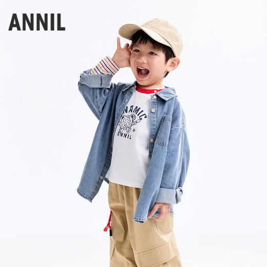 【实体店同款】男童翻领牛仔上衣秋季新款安奈儿童装XB531170 商品图2
