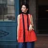 绽放366朵/【多巴胺系列】亚麻圆领下摆拼接花边无袖中长款背心裙 商品缩略图0