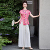 TZW-新中式国风套装女2025夏新款时尚气质印花马甲阔腿裤两件套 商品缩略图0