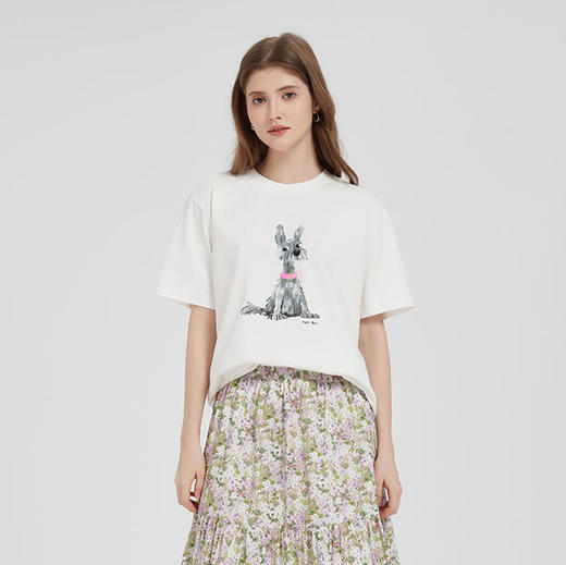 【2件9折】【Petit Bari】原创趣味潦草狗印花短袖T恤 商品图0