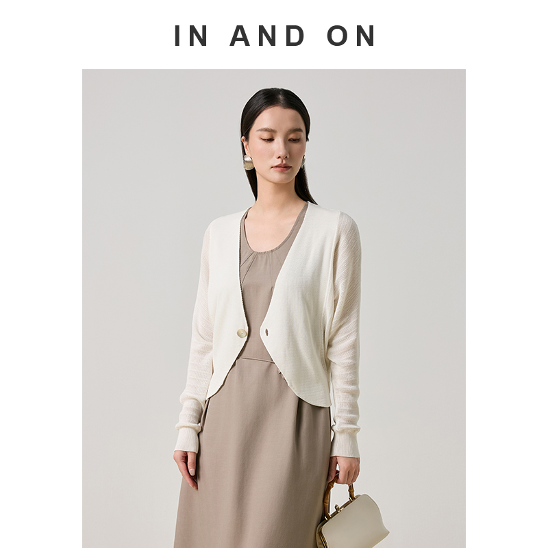 54587 IN AND ON 清风叙 100%莱赛尔钩花针织开衫RJ004