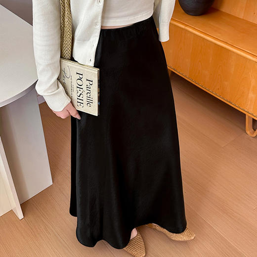 【夏季光影，冰凉舒爽】【静奢优雅，鎏金垂坠】夏季新款缎面流光半身裙高腰鱼尾长裙女仿醋酸缎面半身裙100% 商品图8