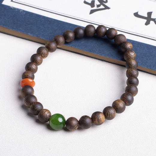 xy0408，沉香+碧玉南红手串 商品图5