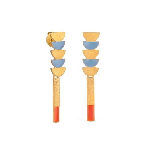 订购6周到｜Joidart-SOMNI-几何拼接 蓝红撞色 珐琅 长吊坠 耳环［西班牙设计师］ 商品图1