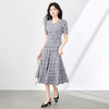「高货wl」全新升级【铂金会员330/天猫439/差价109】(35653)洛诗琳设计感植绒格纹连衣裙2025夏季法式清新减龄大摆裙 商品缩略图1
