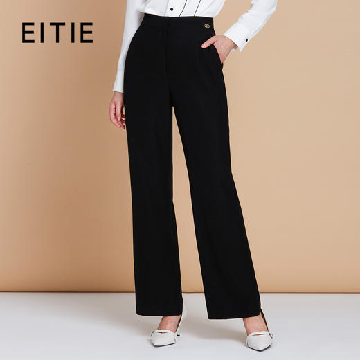 EITIE爱特爱春季新款干练百搭高腰直筒显瘦裤子7705409 商品图0