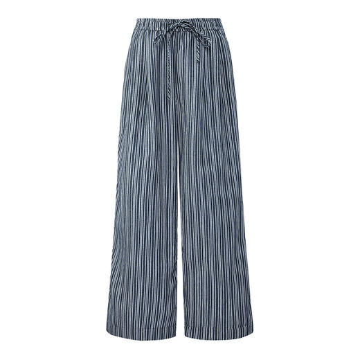 【2件9折】【Petit Bari】(多色)慵懒松弛松紧腰竖条纹廓型休闲裤 商品图1