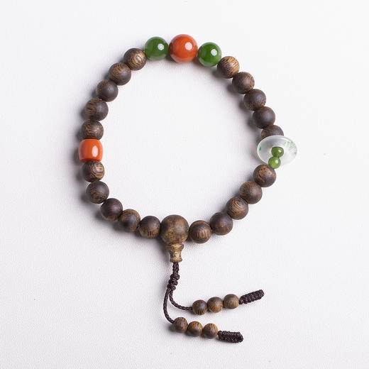 xy0409，沉香+南红碧玉非洲翠转运手串 商品图0