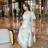 奢姿大码女装2026夏季时尚V领短袖连衣裙胖妹妹气质碎花连衣裙9952822058 商品缩略图1
