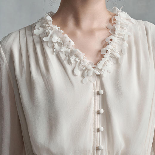 【林栖设计小店】真丝衫拼蕾丝花边优雅气质修身显瘦2025秋季新款上衣女1953048 商品图9