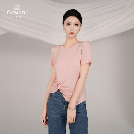 【四色可选】不规则设计感慵懒风亲肤圆领T恤EZ2C131 商品图3