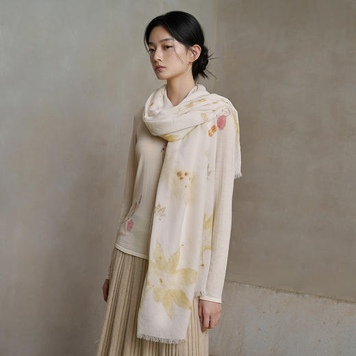【林栖设计小店】【植物染】羊毛围巾草木染拓印保暖2025秋季新款披肩女2954010 商品图1