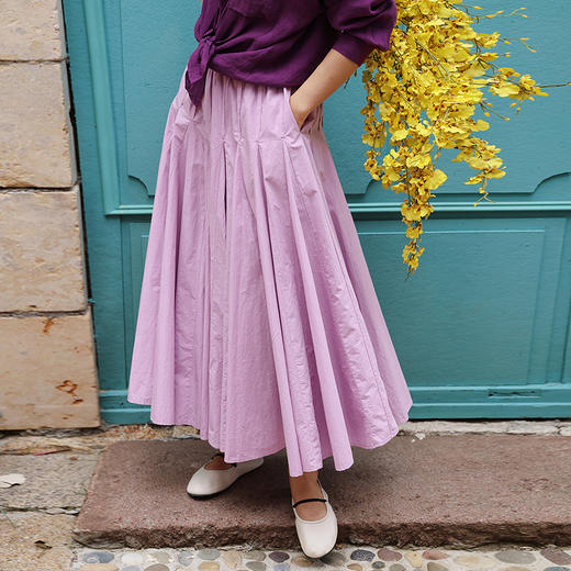 绽放旅行女装375朵/【多巴胺系列】高密砂洗棉结构感大摆伞裙舒适 商品图0