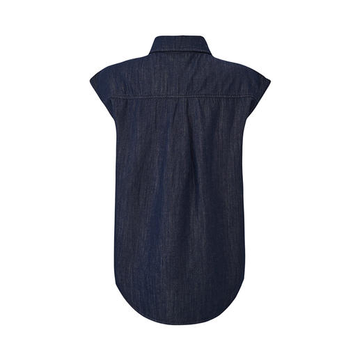 【2件9折】【Petit Bari】法式不对称系带亚麻牛仔无袖衬衫（水洗产品） 商品图3
