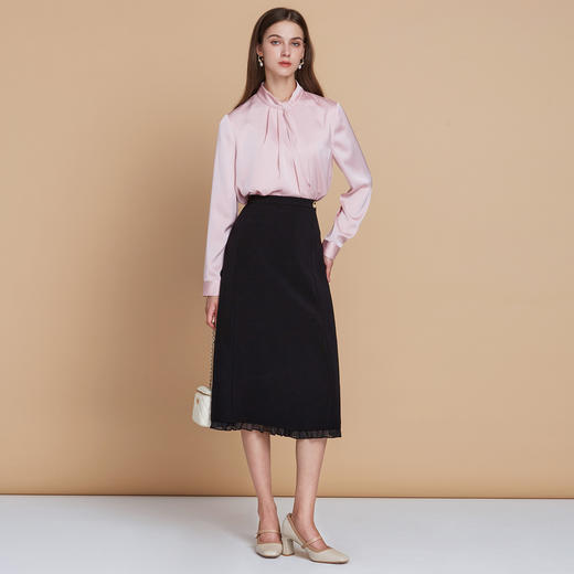 【缎面衬衫上衣】EITIE爱特爱气质优雅通勤立领显瘦2025秋季新款C2513814 商品图4