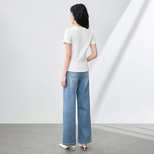 「高货wl」全新升级【铂金会员183/天猫239/差价56】(02802)洛诗琳时髦海螺钉珠圆领T恤2025夏季新款修身显瘦通勤上衣 商品图1