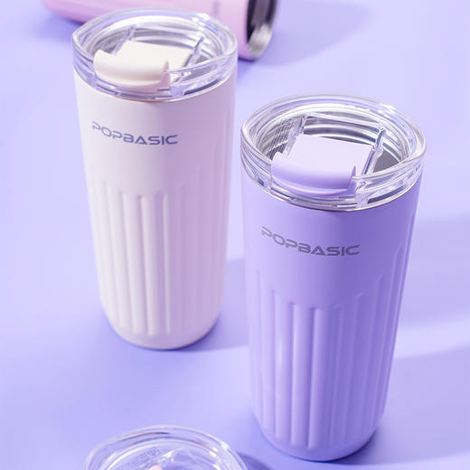 POPBASIC 新款简约高颜值咖啡杯保温保冷便携直饮水杯304不锈钢 商品图1