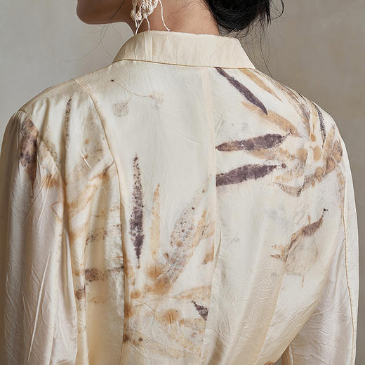 【林栖设计小店】【植物染】真丝衬衣草木染拓印2025秋季新款桑蚕丝衬衫女1953060 商品图4