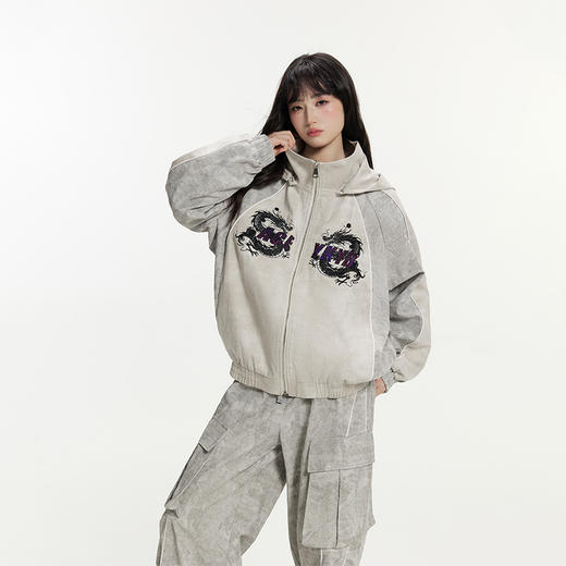 YKYB黄子韬同款套装2025龙图腾万针刺绣宽松休闲高街工装潮流战袍情侣套装礼盒装Y53NTZ888 商品图6