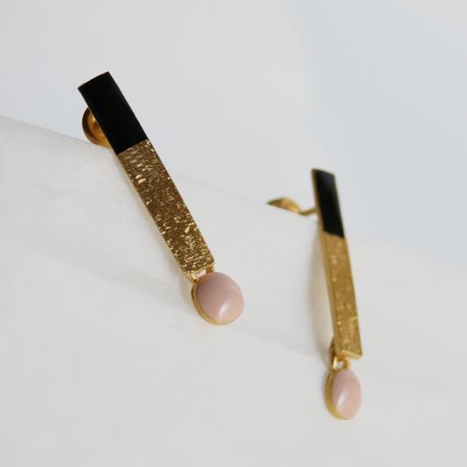 订购6周到｜Joidart-SOMNI-黑金矩形 粉色圆点 珐琅 吊坠 耳环［西班牙设计师］ 商品图2