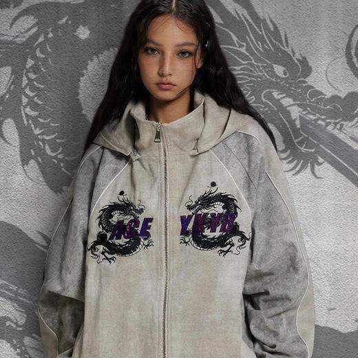 YKYB黄子韬同款套装2025龙图腾万针刺绣宽松休闲高街工装潮流战袍情侣套装礼盒装Y53NTZ888 商品图2