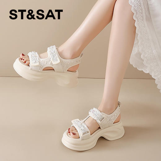 星期六时尚亮片魔术贴厚底凉鞋SSD2115TAQ 商品图2