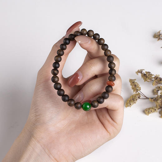 xy0408，沉香+碧玉南红手串 商品图7