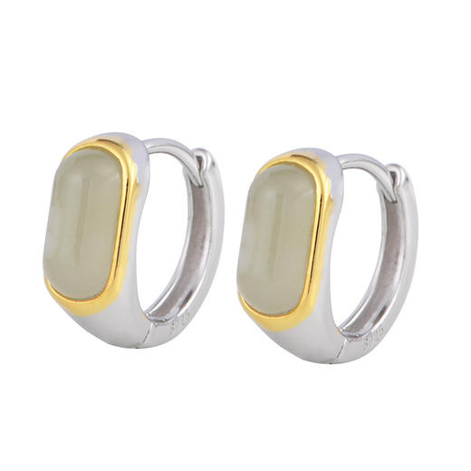 【谷雨宜晴】S925银描金镶和田玉耳饰【SCH-TRS31815】 商品图4