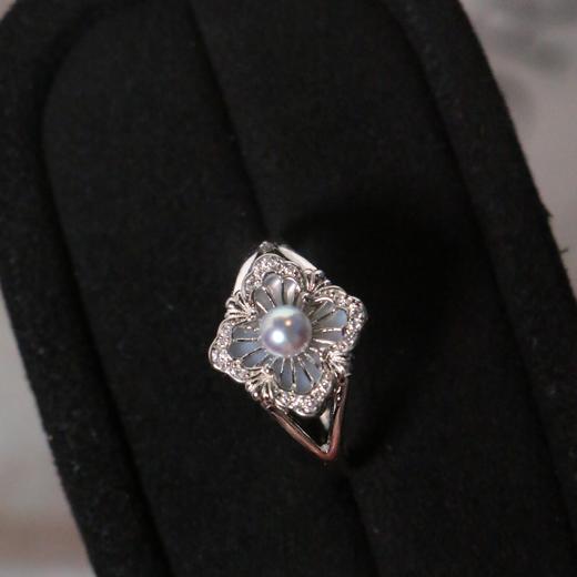 【甄珠贝】复古菱形戒指 akoya真多麻色 4-5mm 可和吊坠搭配成套 商品图1