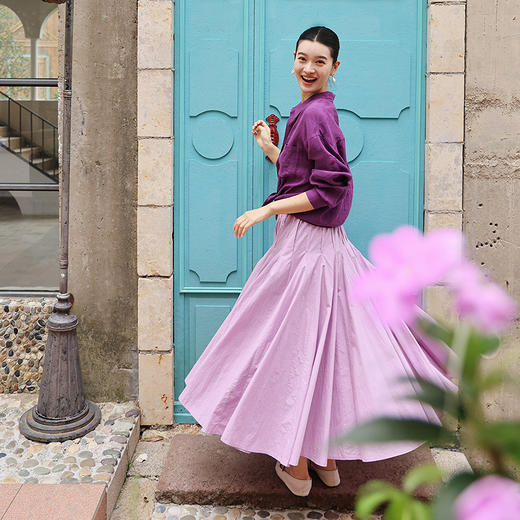 绽放旅行女装375朵/【多巴胺系列】高密砂洗棉结构感大摆伞裙舒适 商品图3