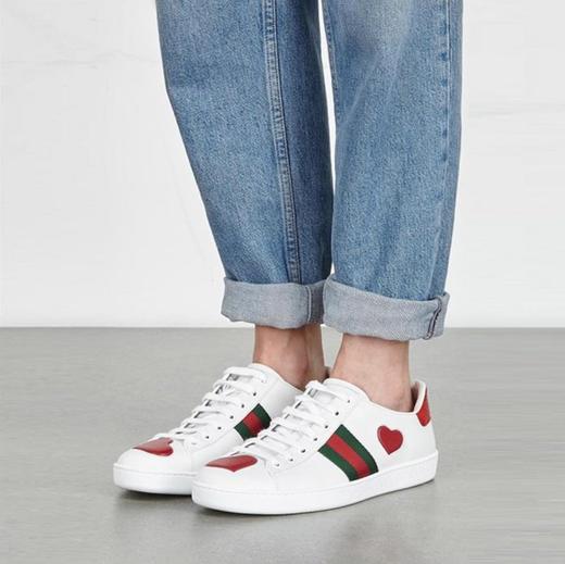 【现货单件特惠秒】Gucci古驰 ACE 阴阳色 红心真皮百搭休闲板鞋/小白鞋 435638 商品图0