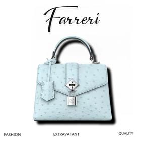 驴家浅蓝哑光鸵鸟纹银芯Rose des Vents 手袋