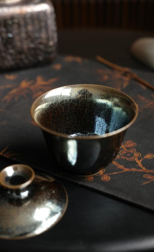 【罗希】建窑油滴薄胎玉兰二才盖碗满容约150cc 商品图2