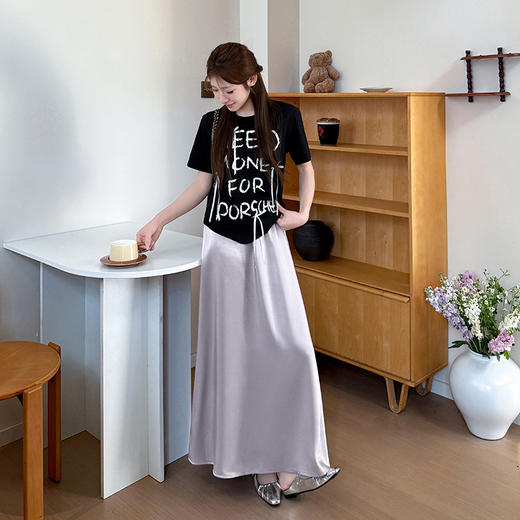 【夏季光影，冰凉舒爽】【静奢优雅，鎏金垂坠】夏季新款缎面流光半身裙高腰鱼尾长裙女仿醋酸缎面半身裙100% 商品图2