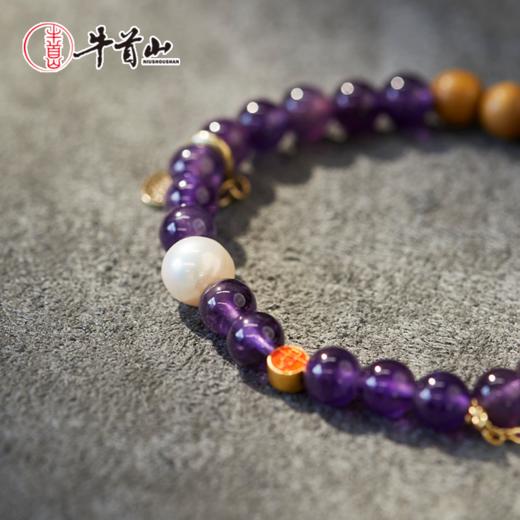 牛首山文创紫禁·金丝楠木水晶手串原创精致国风单圈手饰礼物 商品图3