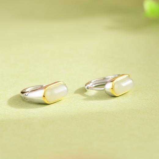 【谷雨宜晴】S925银描金镶和田玉耳饰【SCH-TRS31815】 商品图1