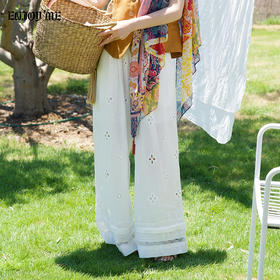 【门店同款】ENJOY夏季“假日漫寻”刺绣花阔腿裤 163598414