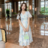 奢姿大码女装2026夏季时尚V领短袖连衣裙胖妹妹气质碎花连衣裙9952822058 商品缩略图0
