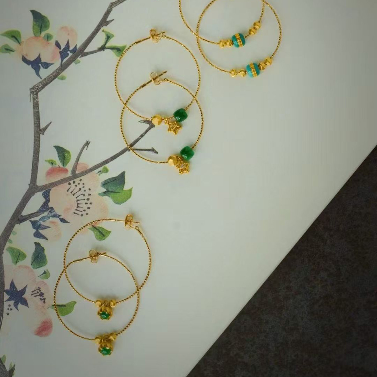 龢盒原创 18k金夏日清新耳环