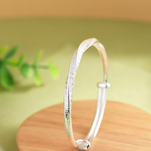 【细品流年】足银回纹莫比乌斯推拉口手镯【SCH-SZ0025-1-230】 商品图3