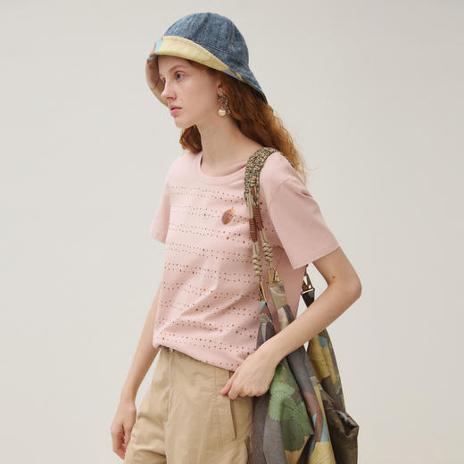 谜底T恤短袖女2025秋季新品百搭棉质舒适印花修身上衣253MT1231 商品图1